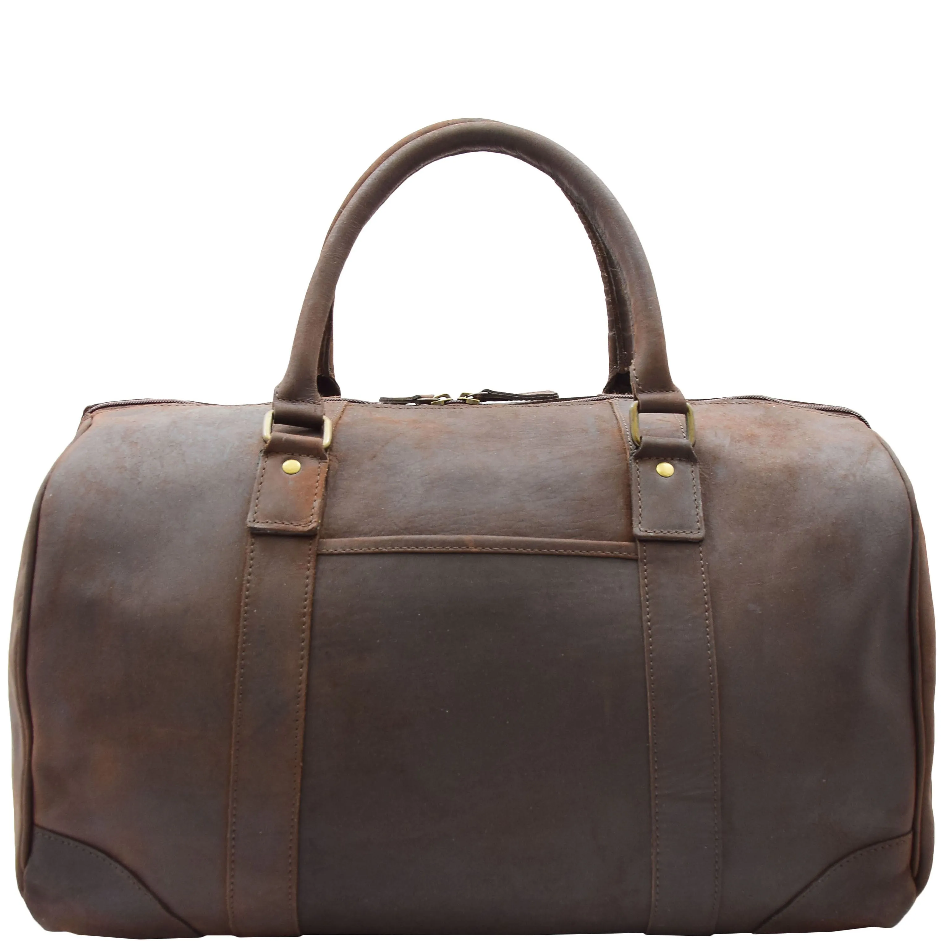 Genuine Leather Holdall Weekend Multi Use Duffle Bag ADEL Brown