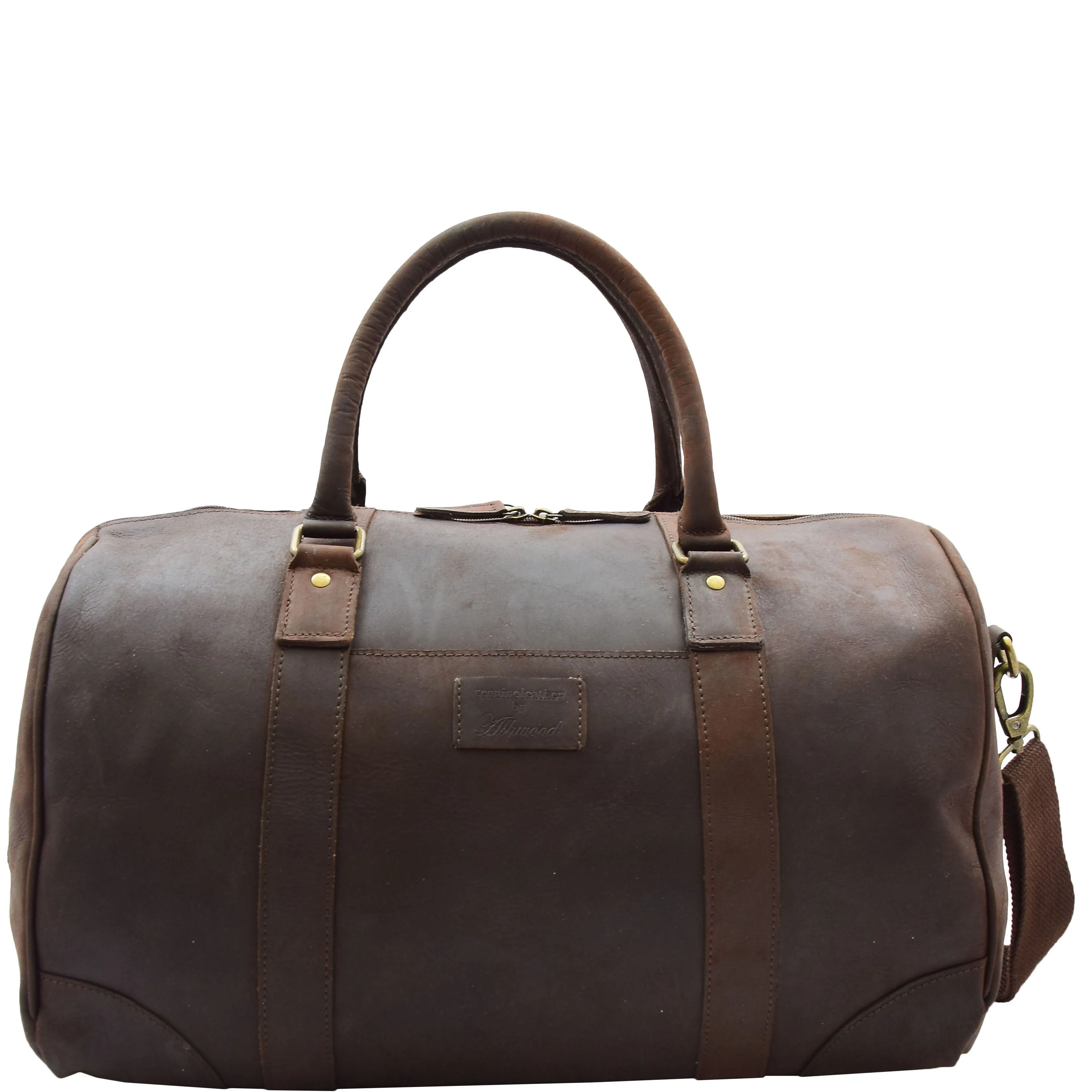 Genuine Leather Holdall Weekend Multi Use Duffle Bag ADEL Brown