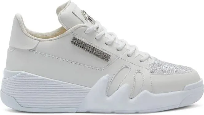 Giuseppe Zanotti Talon rhinestone-embellished leather sneakers Neutrals