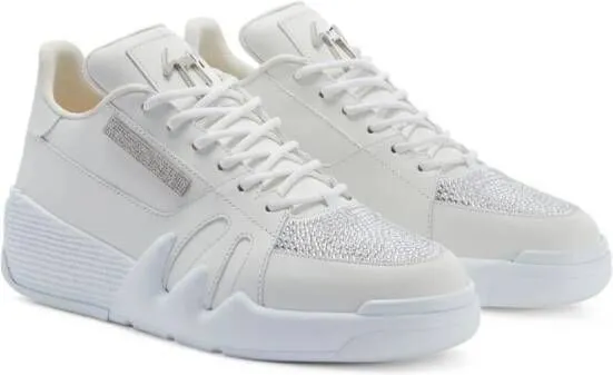 Giuseppe Zanotti Talon rhinestone-embellished leather sneakers Neutrals