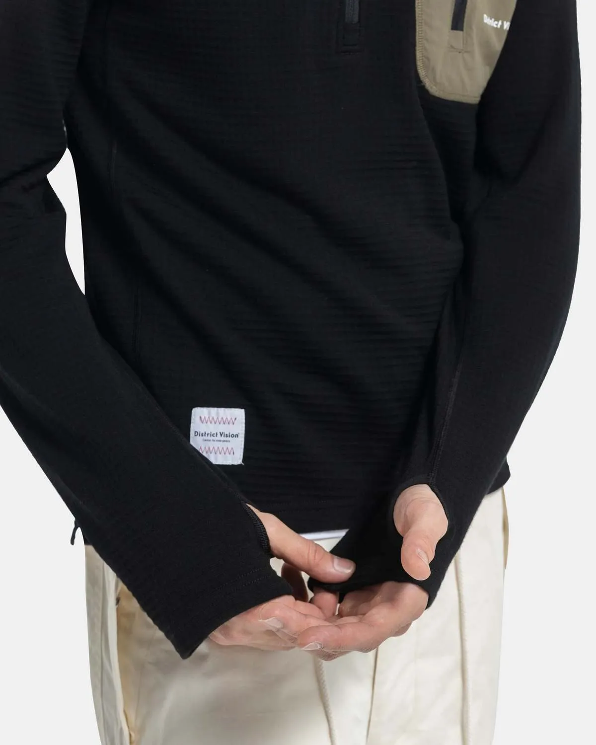 Half-Zip Merino Grid Fleece - Black