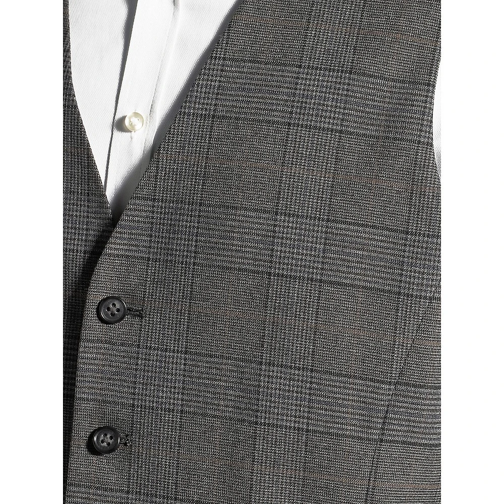 Hawkins And Kent Modern Classic-Fit Glen Plaid Suiting Vest