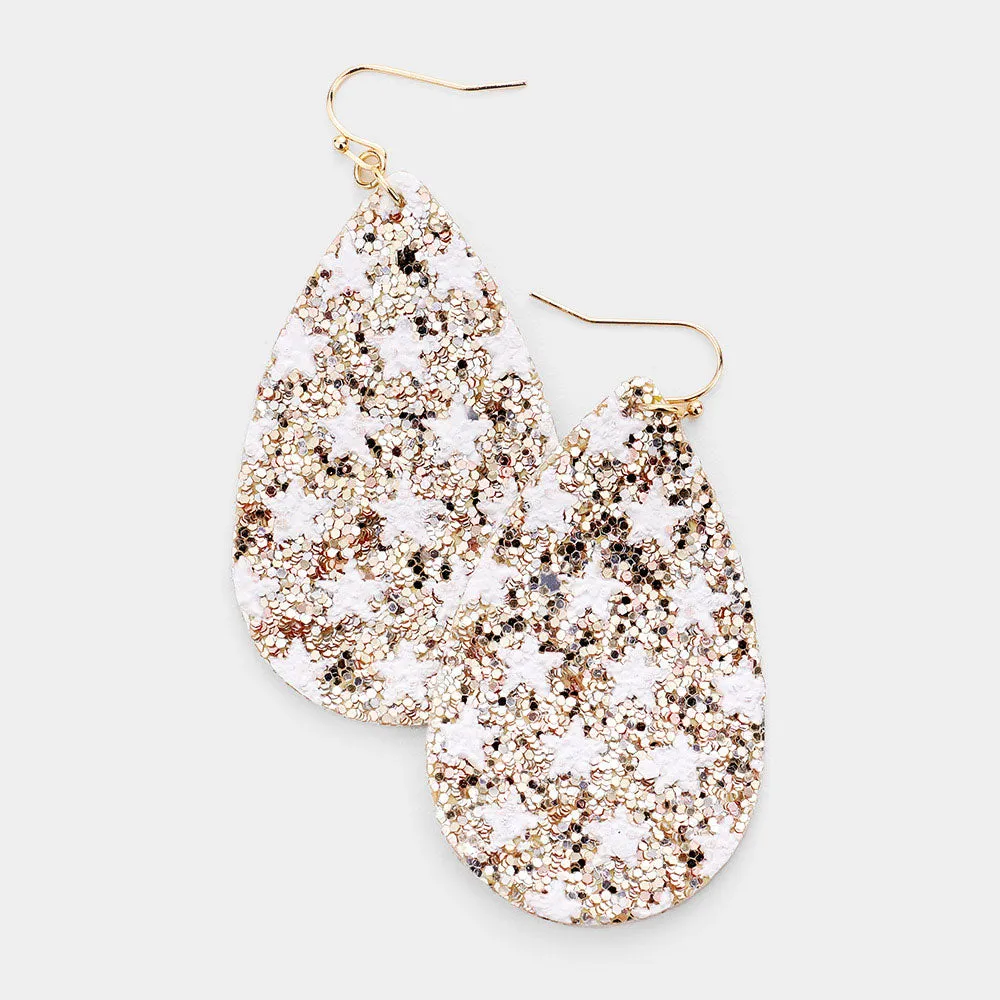 iLLASPARKZ Bling Glitter Star Pattern Accented Teardrop Earrings