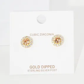 iLLASPARKZ Gold Dipped CZ Round Stud Earrings