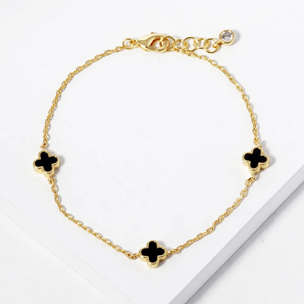 iLLASPARKZ Gold Dipped Triple Quatrefoil Link Bracelet