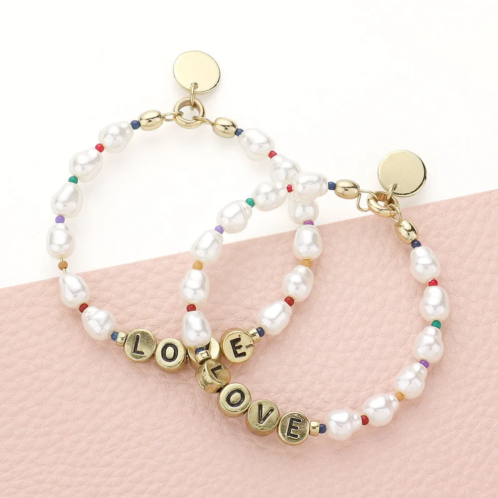 iLLASPARKZ Love Message Pearl Beaded Dangle Earrings