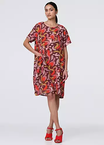 Izabel London Multi Orange Printed Round Neck Tunic Dress | Grattan