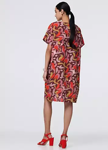 Izabel London Multi Orange Printed Round Neck Tunic Dress | Grattan