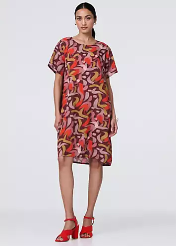 Izabel London Multi Orange Printed Round Neck Tunic Dress | Grattan