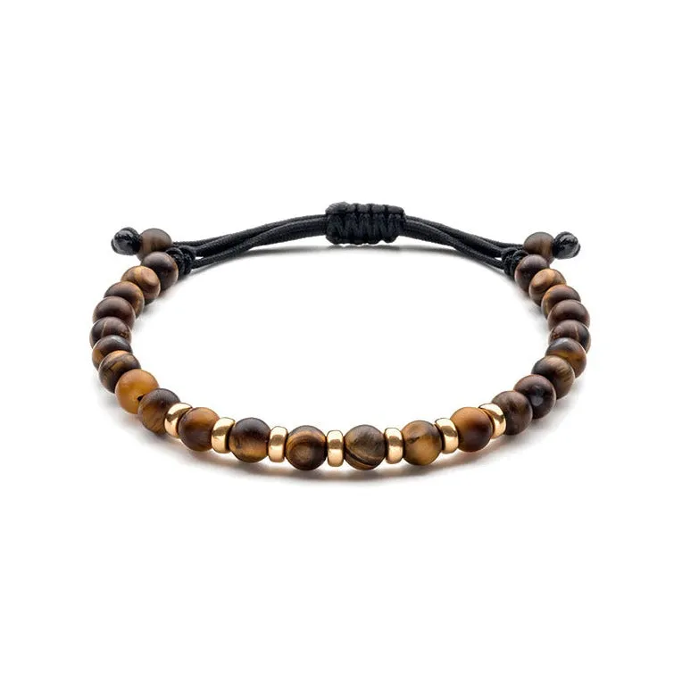 Jaibor Uomo 14K Rose Gold and Tiger's Eye Beaded Bracelet B4678OP073