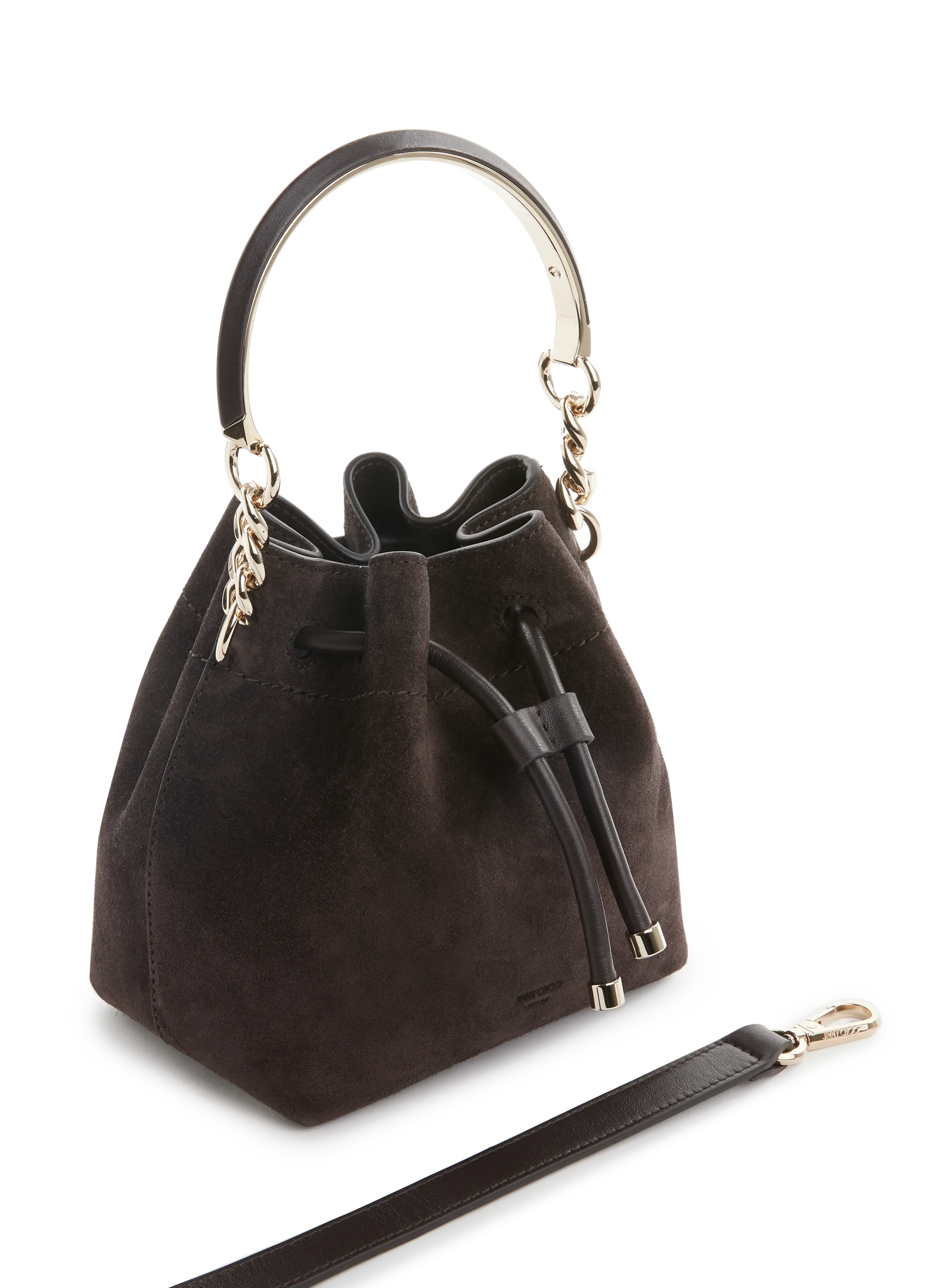 Jimmy choo  Suede leather bucket bag  - Brown