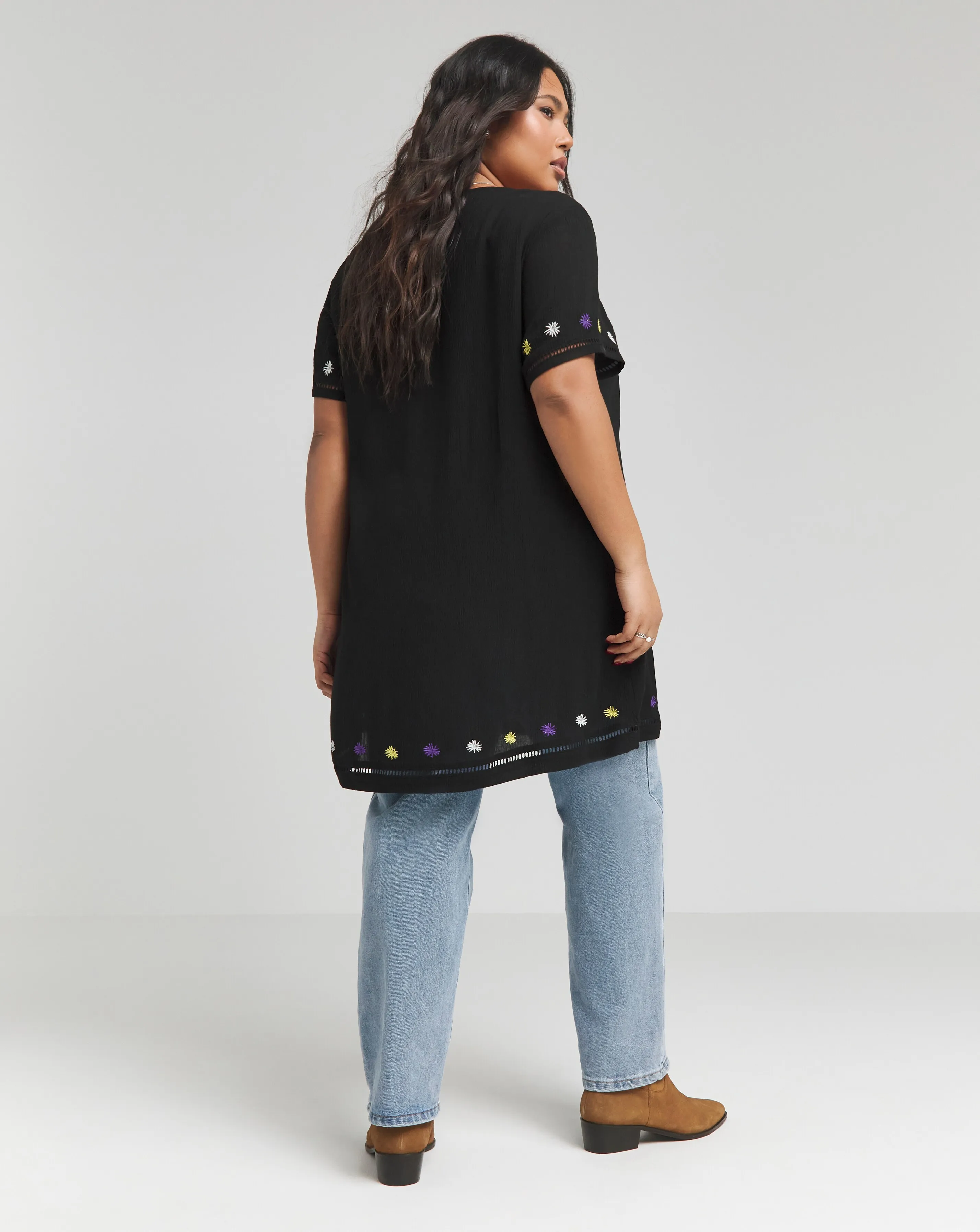 Joe Browns Embroidered Floral Crinkle Tunic | Simply Be