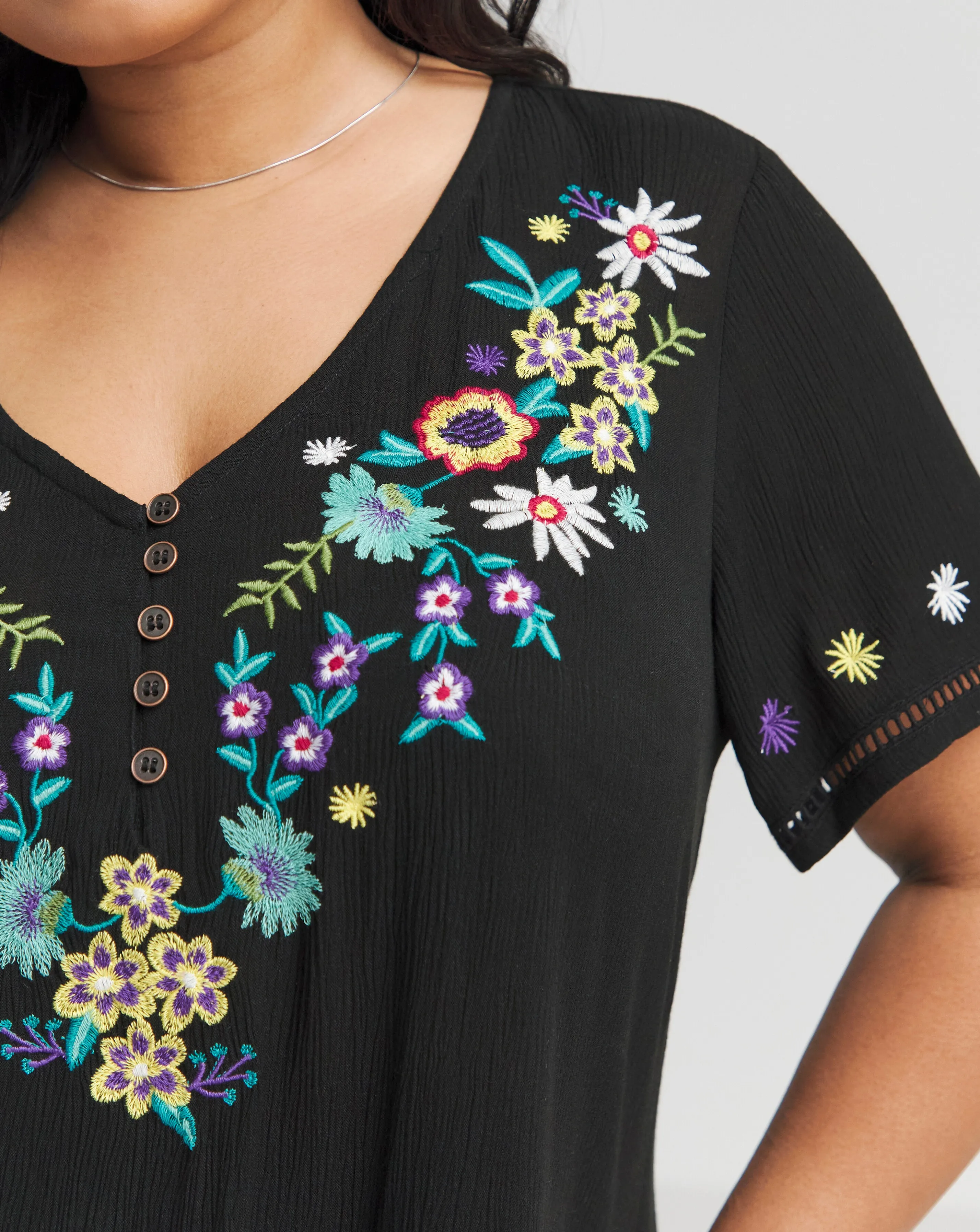 Joe Browns Embroidered Floral Crinkle Tunic | Simply Be