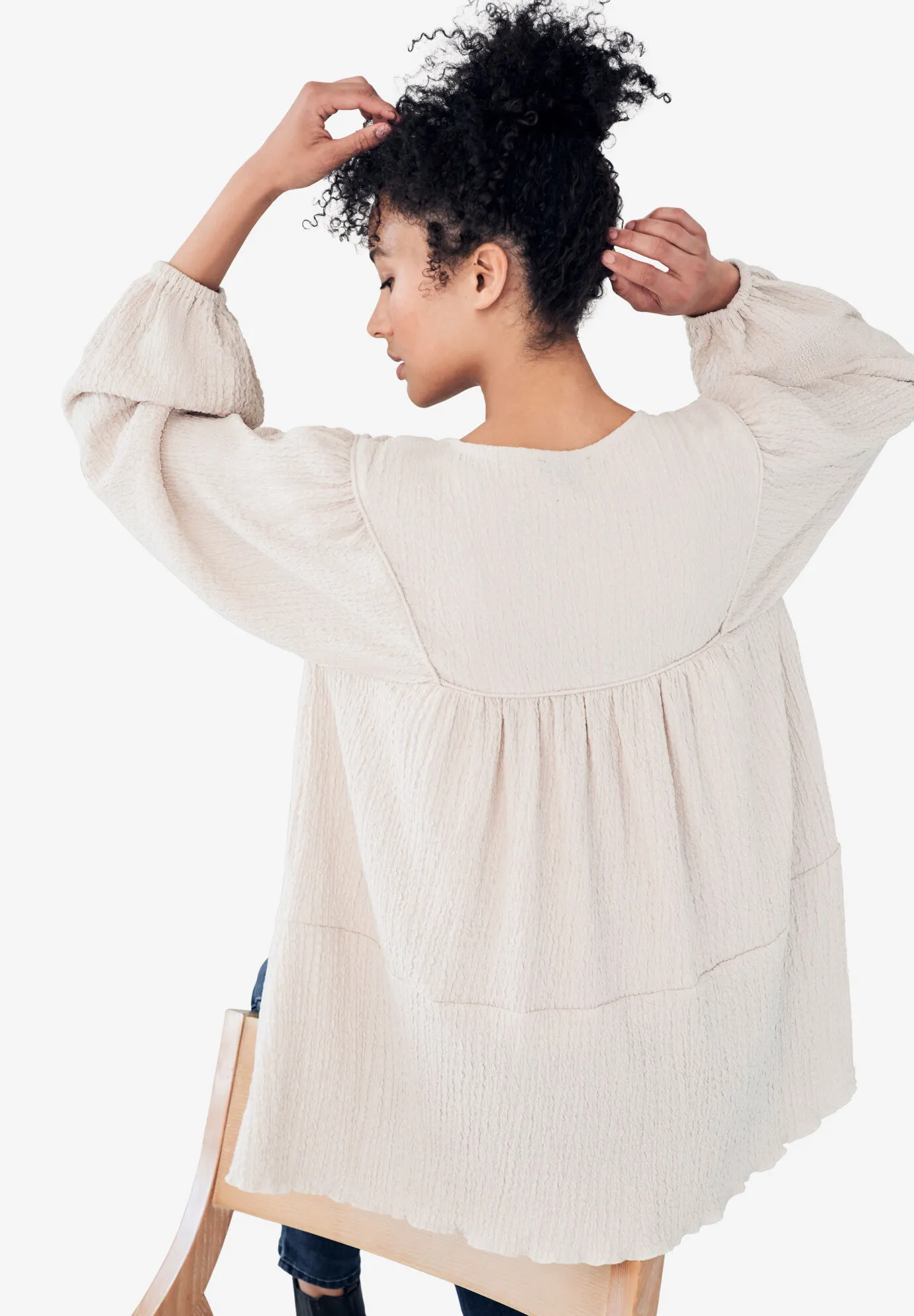 Keyhole Tiered Textured Knit Tunic