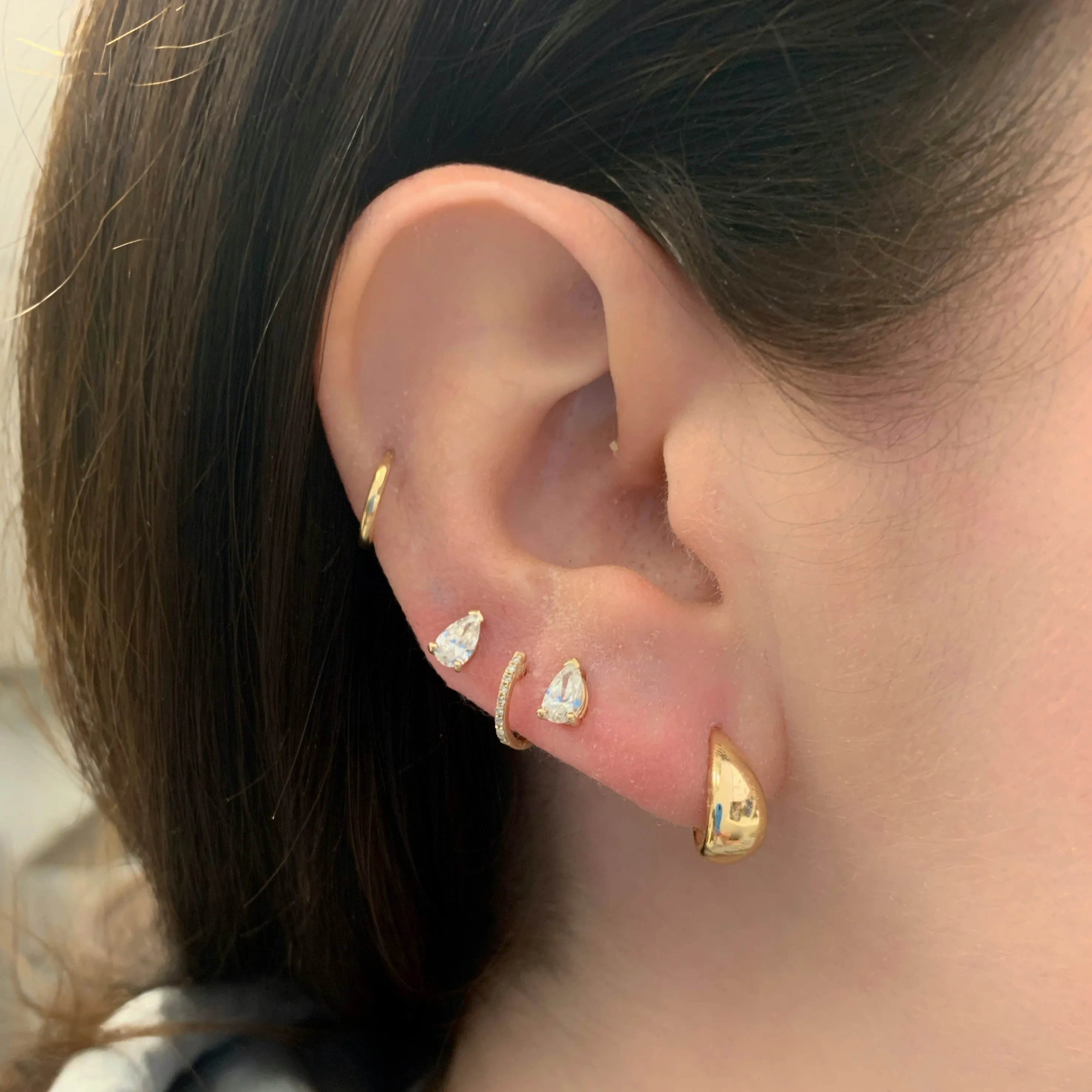 Lab Created Diamond 14K Gold Mixed Shapes Stud Earrings