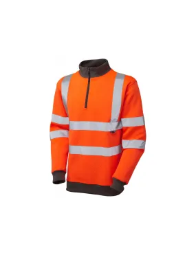 Leo Workwear - SS01 Brynsworthy Class 3 1/4 Zip Sweatshirt - Orange - 2020ppe Size S