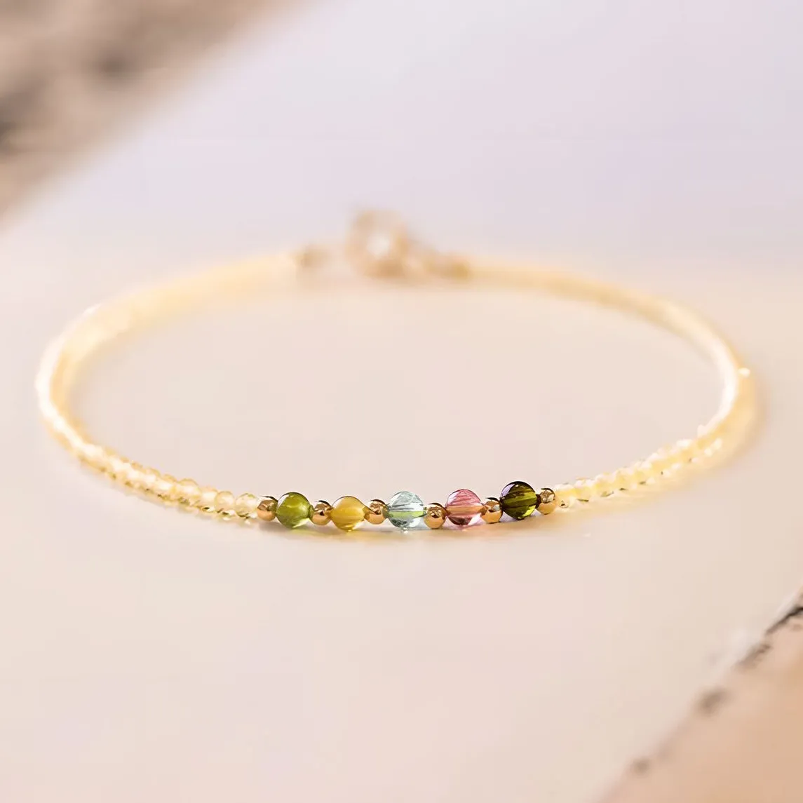 Luxyin Aaliyah Citrine Crystal Bead Bracelet