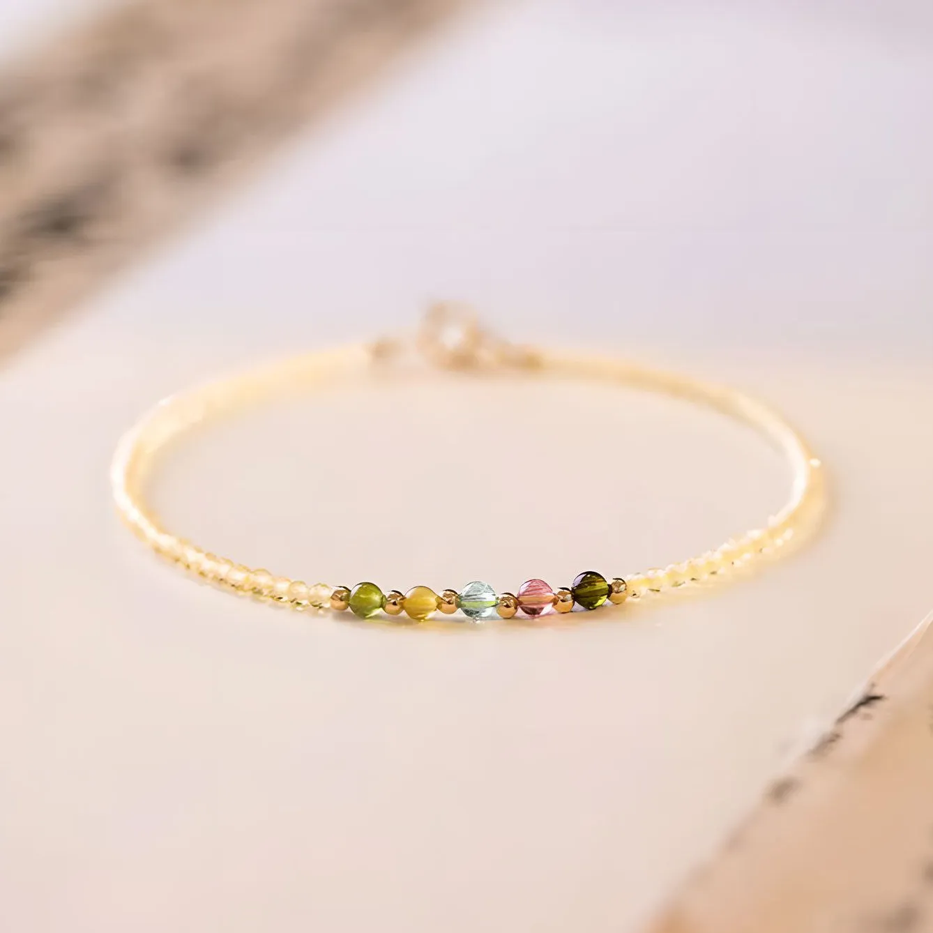 Luxyin Aaliyah Citrine Crystal Bead Bracelet