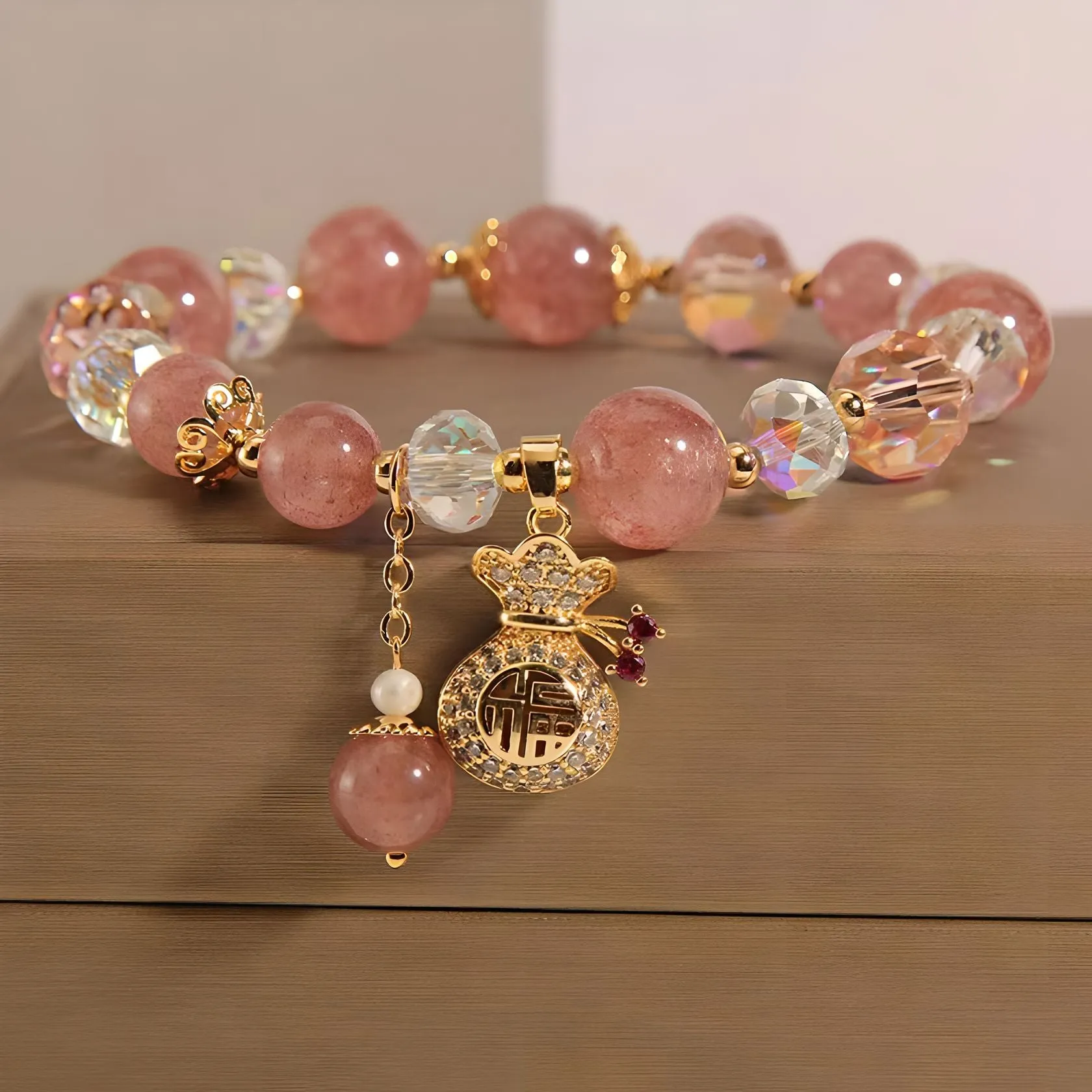 Luxyin Kama Strawberry Quartz Bracelet