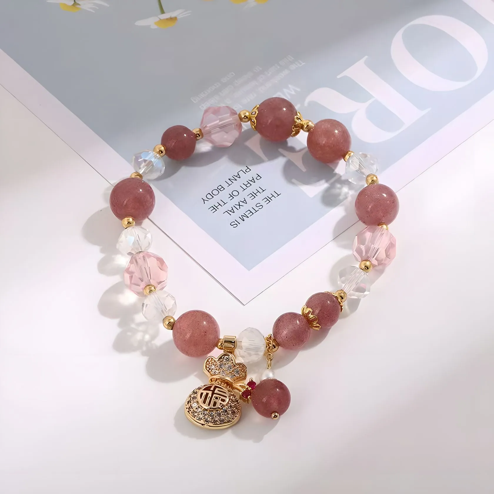 Luxyin Kama Strawberry Quartz Bracelet