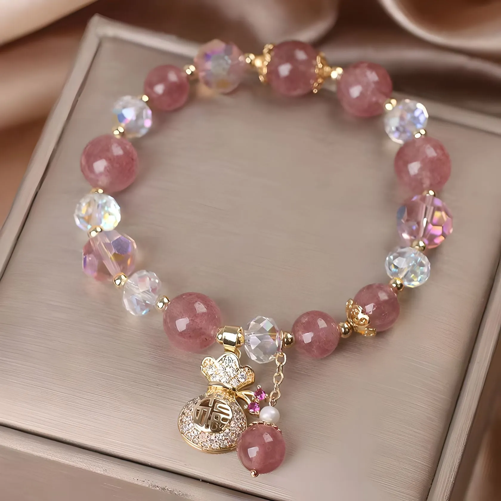 Luxyin Kama Strawberry Quartz Bracelet