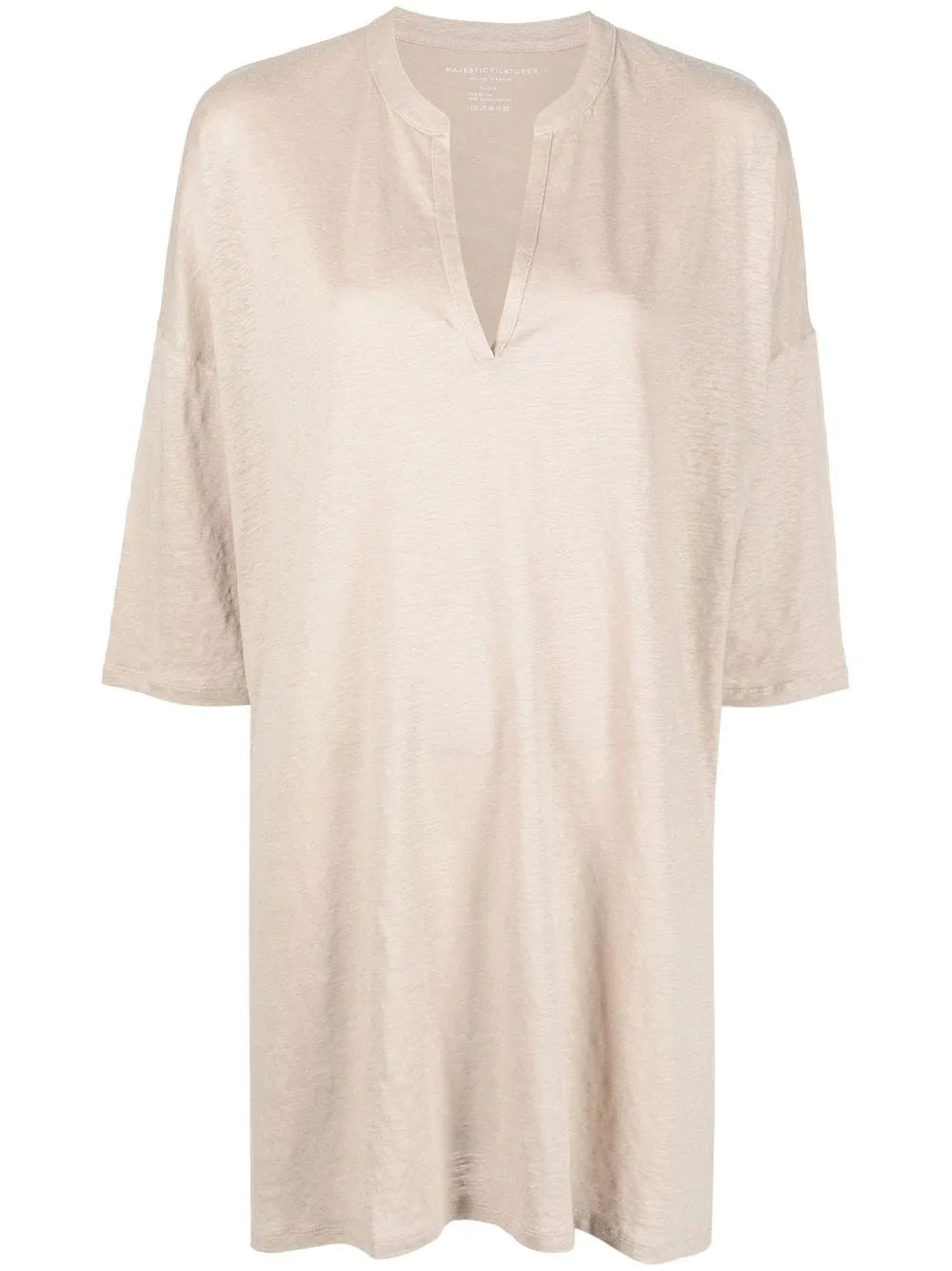 Majestic    Majestic 3/4 Sleeve Linen Blend Tunic Dress