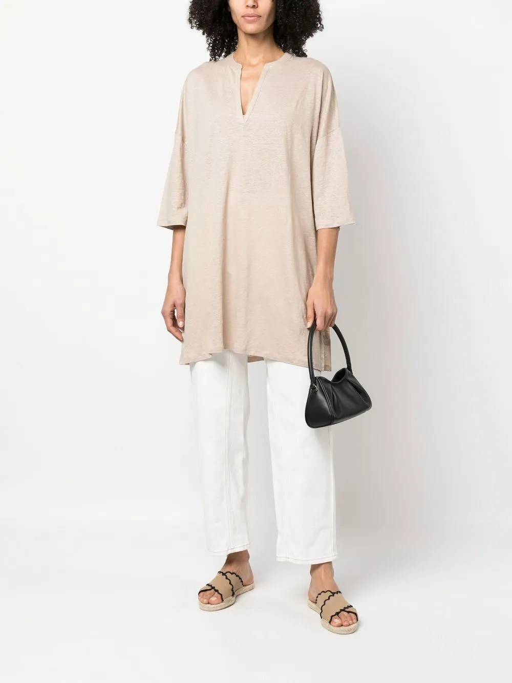 Majestic    Majestic 3/4 Sleeve Linen Blend Tunic Dress