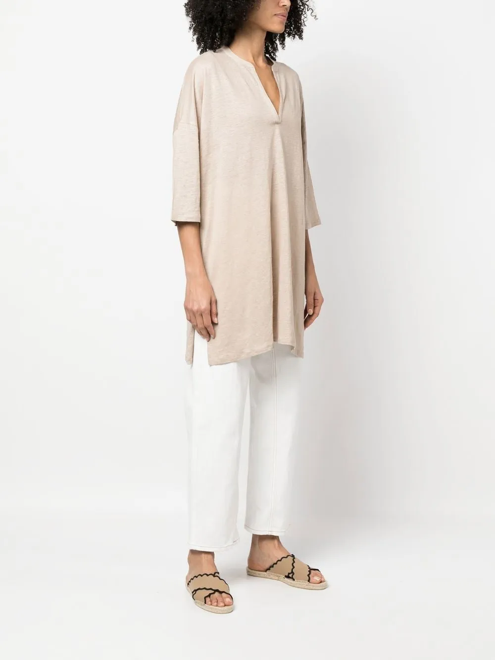 Majestic    Majestic 3/4 Sleeve Linen Blend Tunic Dress