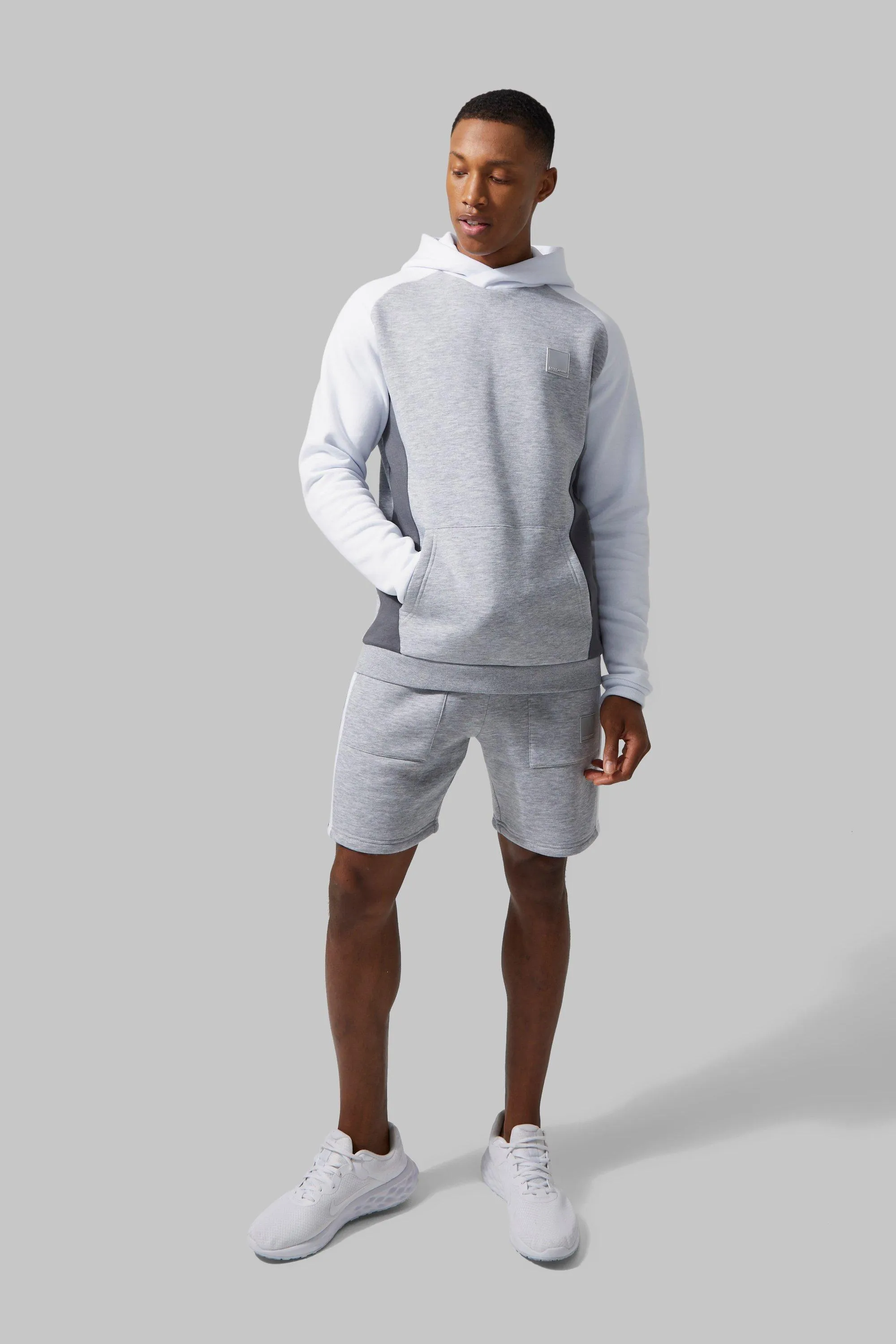 Man Active Colour Block Short Tracksuit | boohooMAN UK