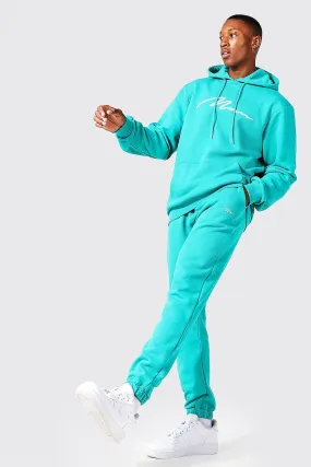 Man Signature 3d Embroidery Hooded Tracksuit