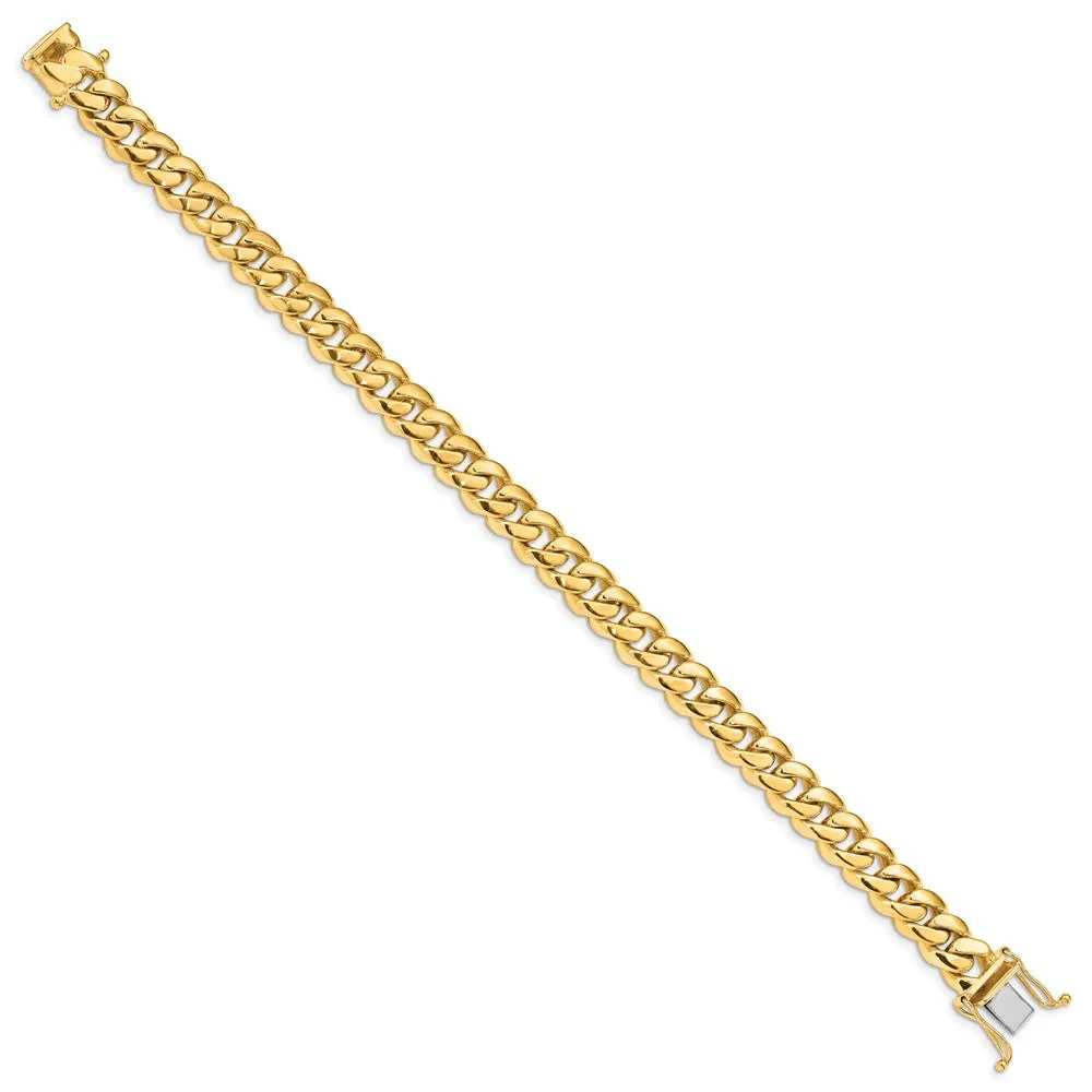 Mens 8.75mm 14K Yellow Gold Miami Cuban (Curb) Chain Bracelet, 8.25 In