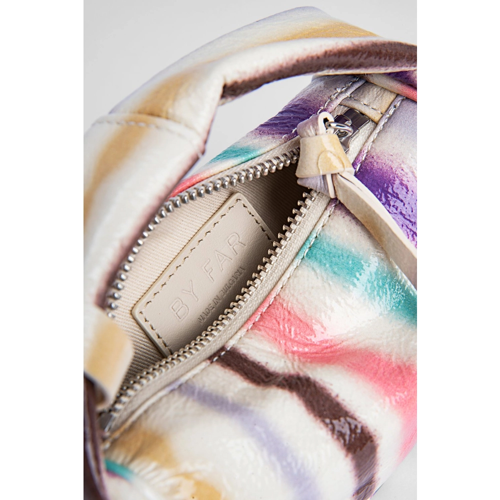 --Micro cush ivory spray print leather bag-