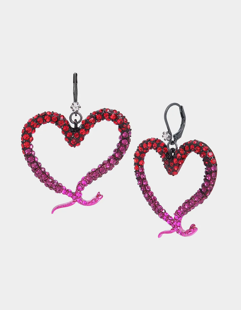 MIDNIGHT GARDEN HEART DROP EARRINGS FUCHSIA