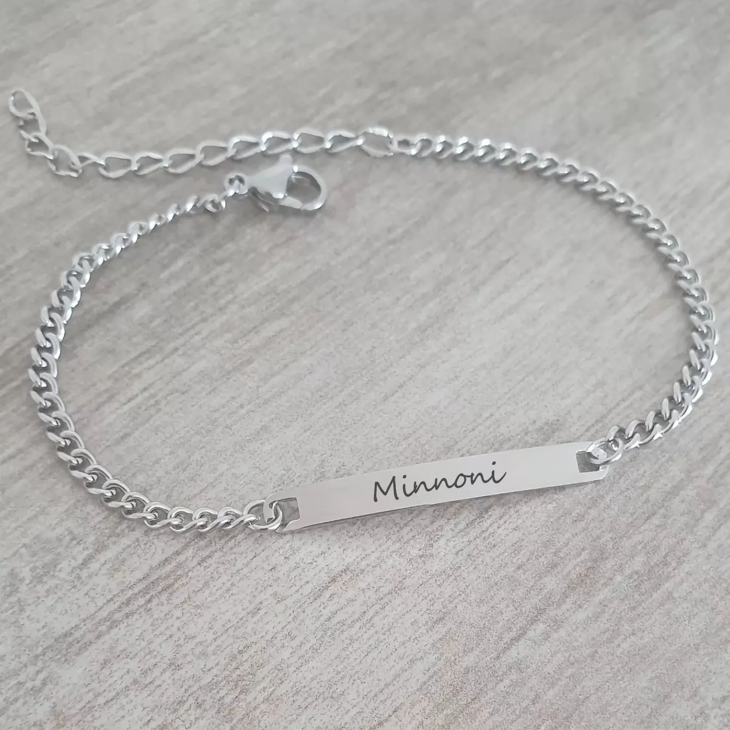 Minnoni Personalized Stainless Steel bracelet, Adjustable Size: 17-21cm (READY IN 3 DAYS!)