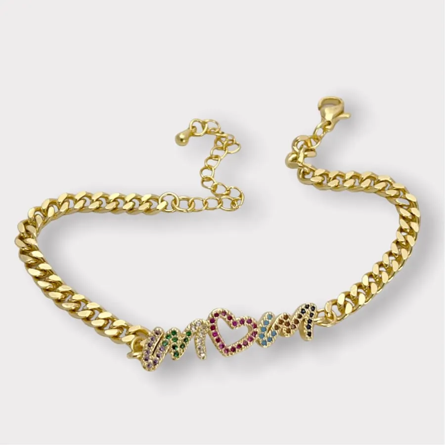 Mom cz cuban link bracelet