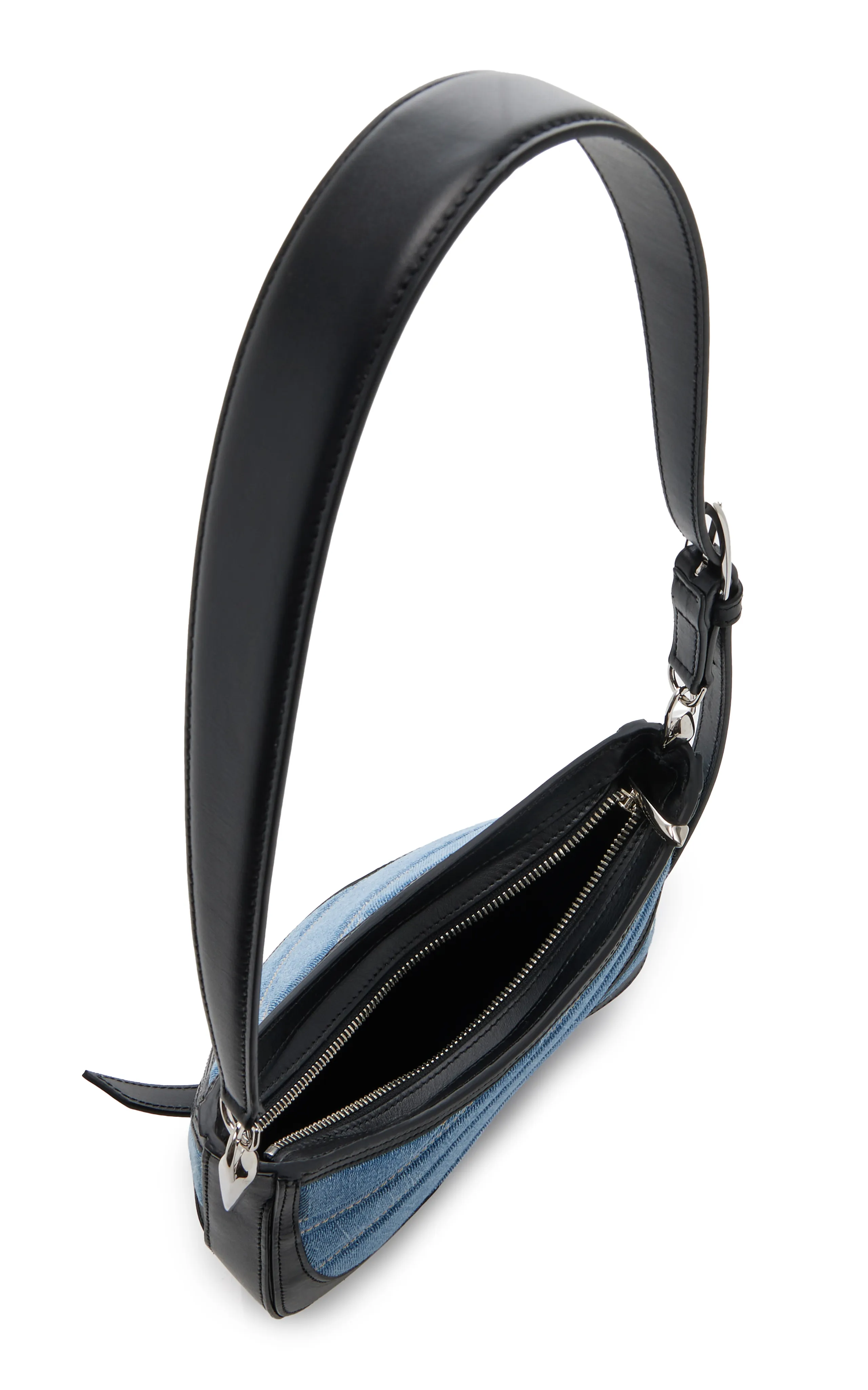 MUGLER Spiral Small Leather-Trimmed Denim Bag