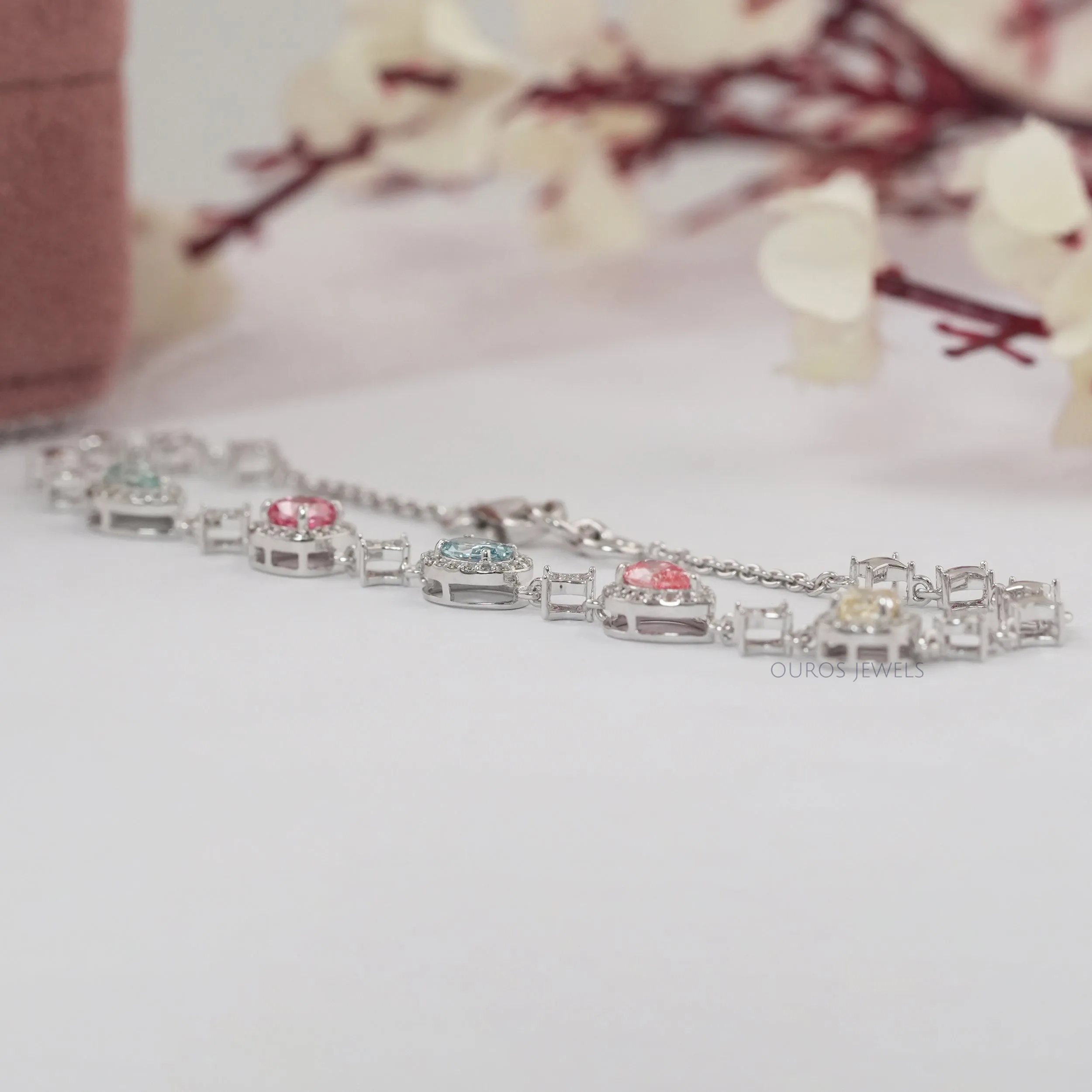 Multi Diamond Alternating Shape Line Bracelet