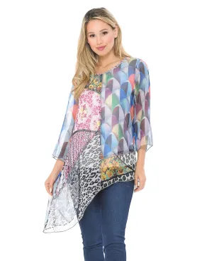 Multi Print Asymmetrical Tunic