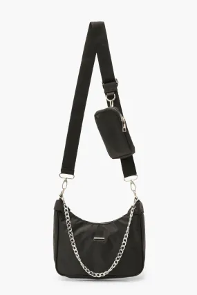 Nylon Multi Way Cross Body Bag With Mini Bag