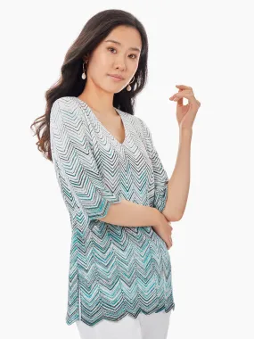 Ombre Chevron Zigzag Hem Knit Tunic