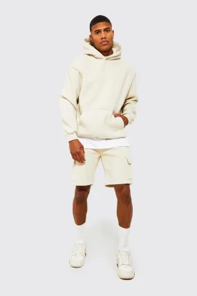 Oversized Cargo Short Hooded Tracksuit | boohooMAN UK