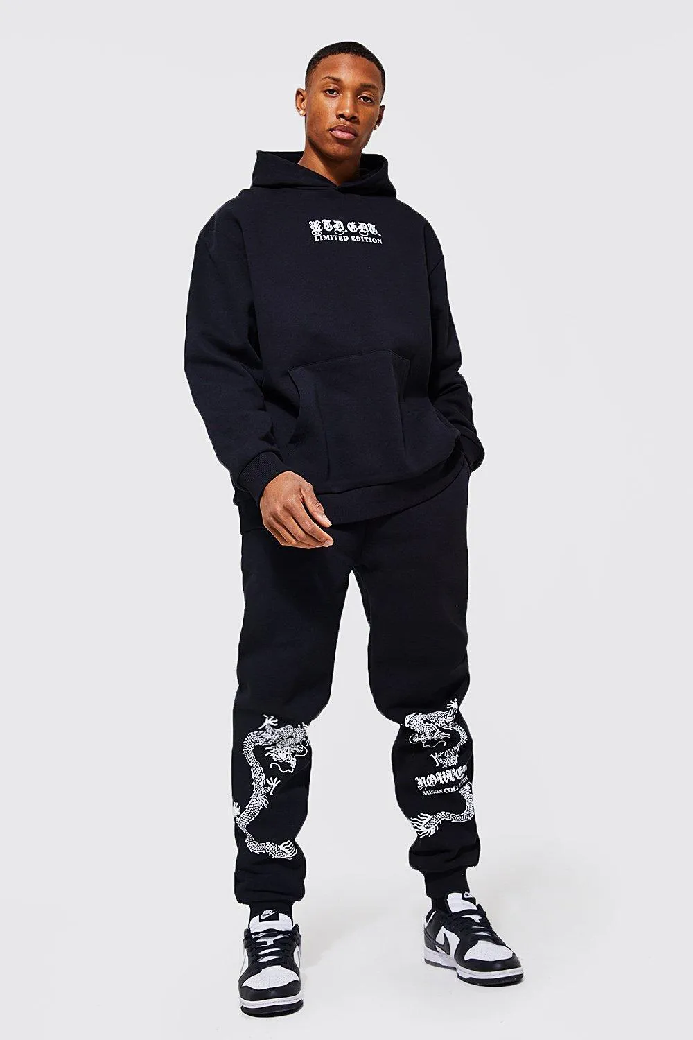 Oversized Dragon Graphic Hooded Tracksuit