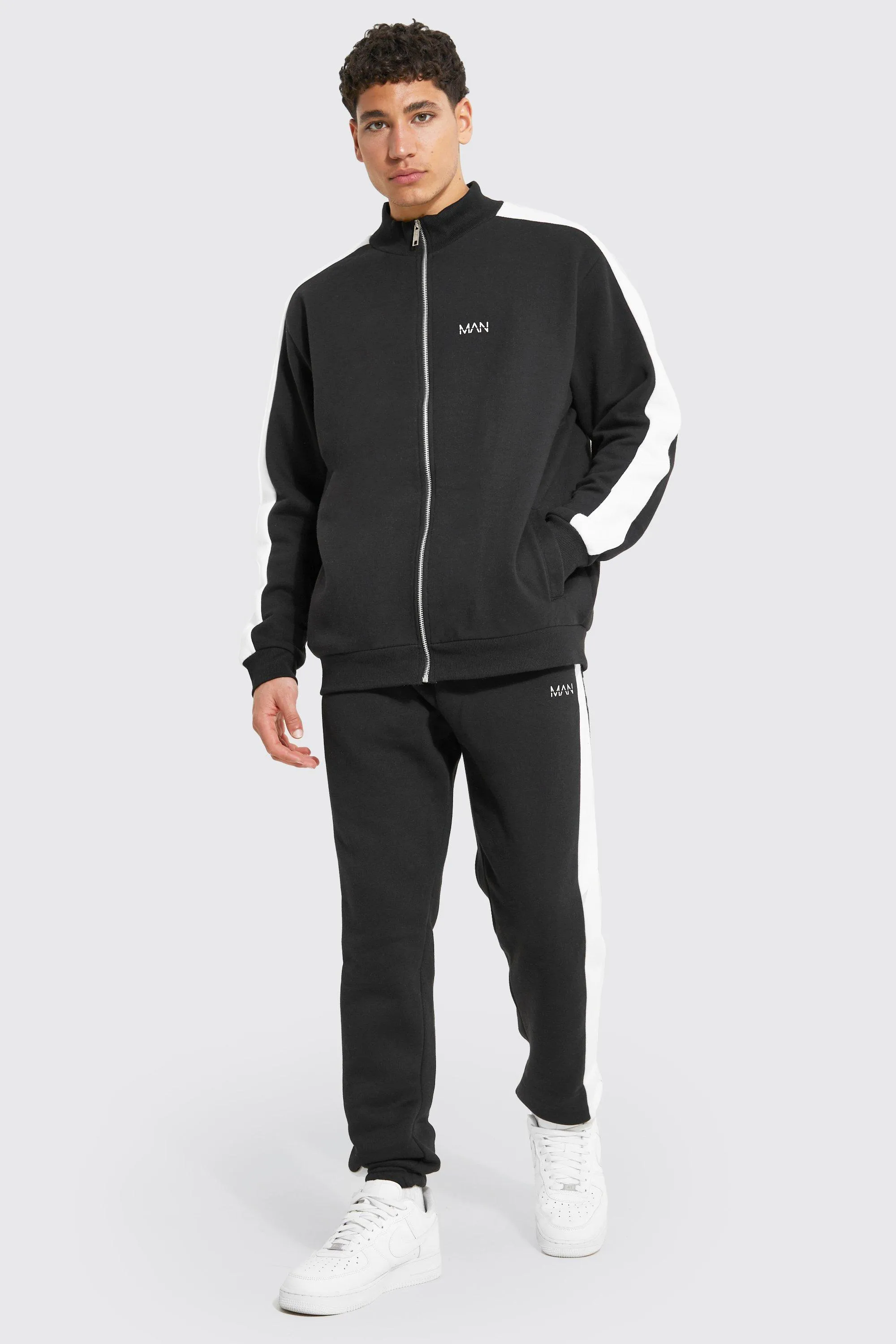 Oversized Man Panel Zip Through Tracksuit | boohooMAN UK