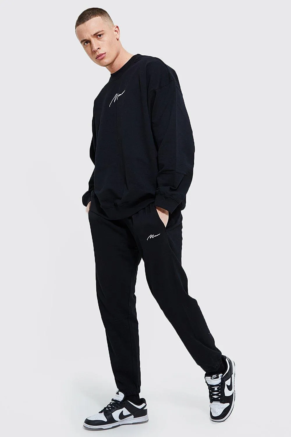 Oversized Man Signature Sweatshirt Tracksuit | boohooMAN UK