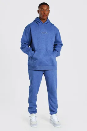 Oversized Official Overdyed Hooded Tracksuit | boohooMAN UK