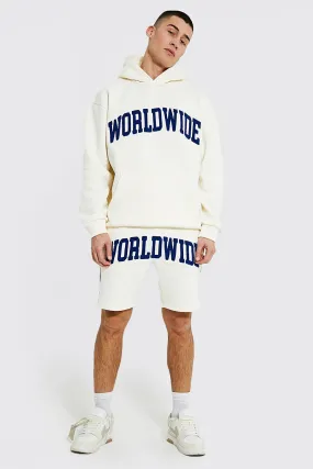 Oversized Worldwide Tape Short Tracksuit | boohooMAN UK