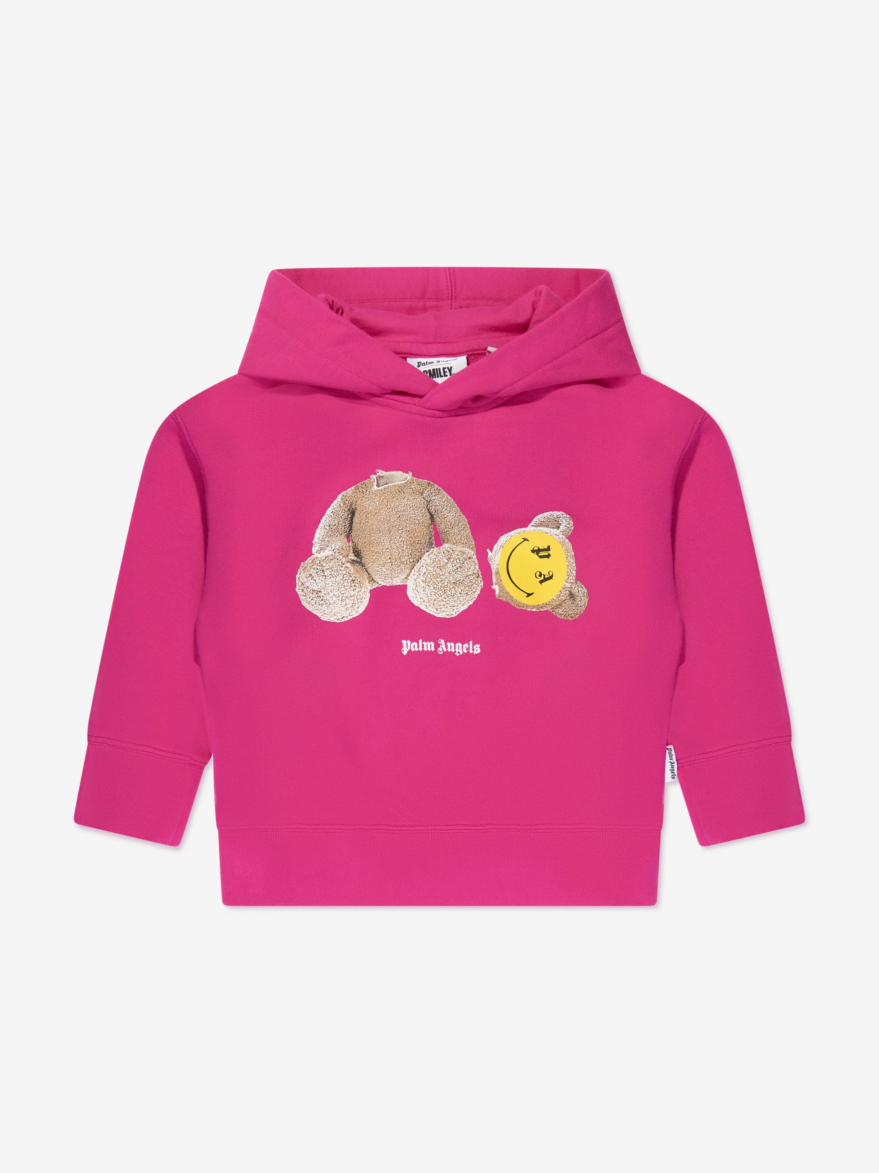 Palm Angels Girls PA Smiley Bear Hoodie in Pink