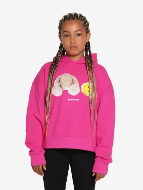 Palm Angels Girls PA Smiley Bear Hoodie in Pink