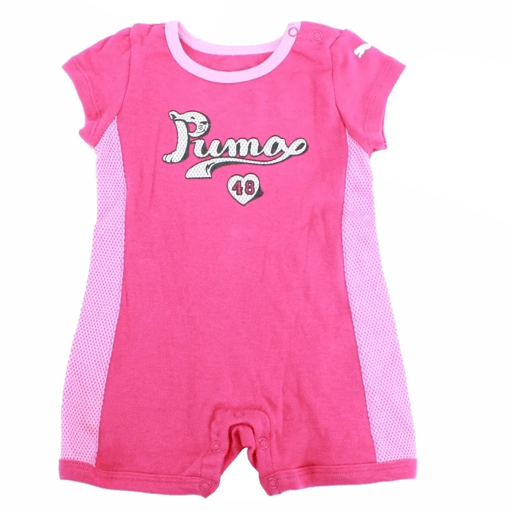 Puma Infant Girl's 3-Piece Logo Short Sleeve Cotton Romper Set