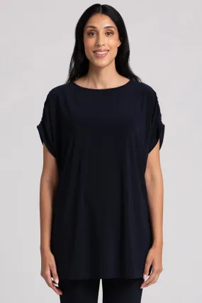 Revelry Tunic with Ruched Shoulder | Navy